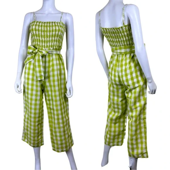 House of Harlow xs Green Gingham Jumpsuit - Picture 2 of 7